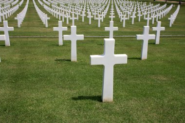 Floransa 'da 2. Dünya Savaşı' nda ölen Amerikan askerlerinin anısına dikilen yeşil alanda kutsal haçların yayılması.
