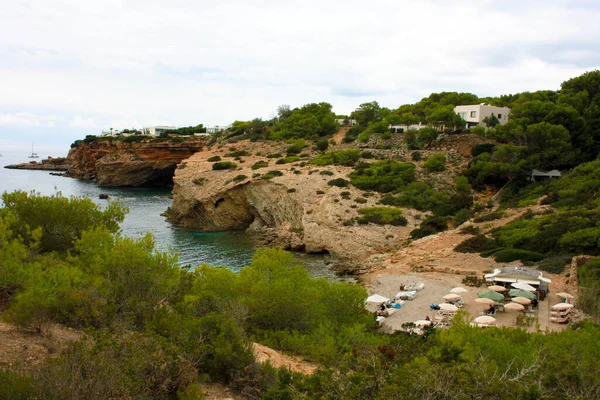 Crique Cachée Parmi Les Criques Entre Les Côtes Ibiza Par — Photo