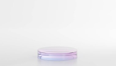 3D render.Purple Glass podium for product display on white background.