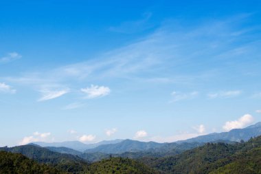 Mavi gökyüzü olan dağ.