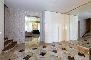 Kazan, Russia - May, 19 2020: Modern hallway in luxury apartment