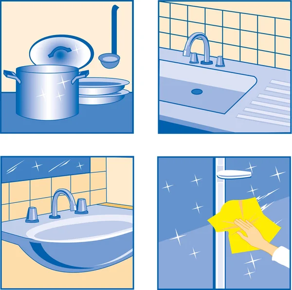 Iconos de limpieza de casa — Vector de stock