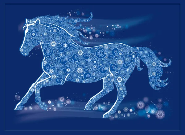 Laufpferd. Pferd der Schneeflocken — Stockvektor
