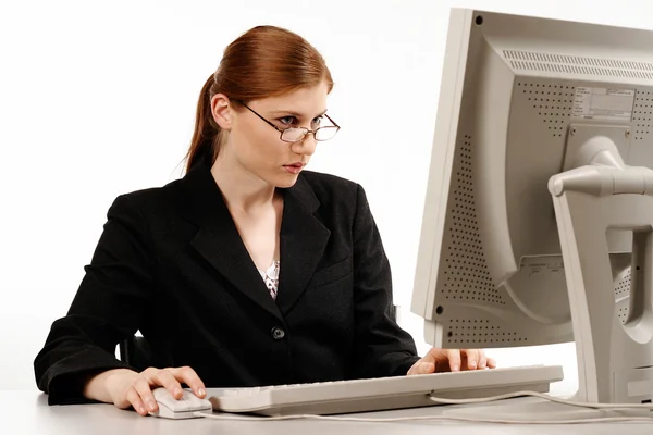 Woman working with the computer — Stock Photo, Image