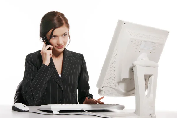 Joven empresaria al teléfono — Foto de Stock