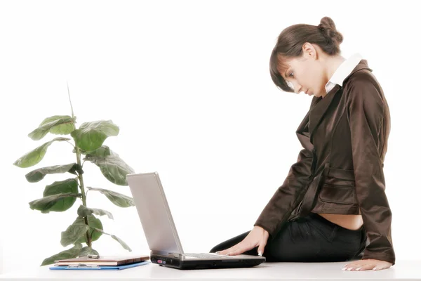 Mujer joven usando la computadora —  Fotos de Stock