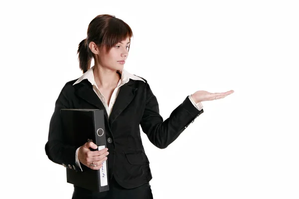 Businesswoman is presenting something — Stock Photo, Image