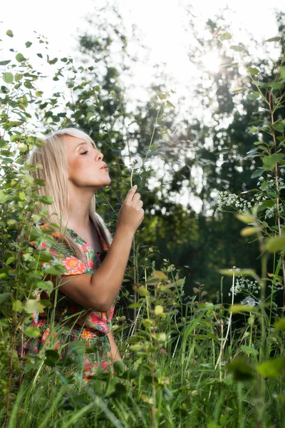 A növények fiatal szép nők — Stock Fotó