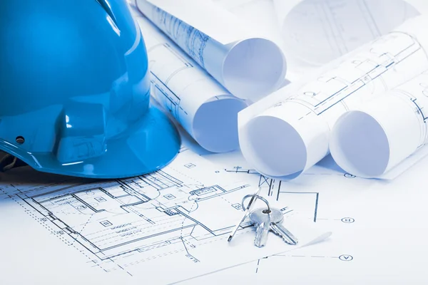 Architecture blueprints, Blue tone Royalty Free Stock Photos