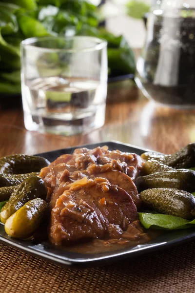 Pork loin with mushroom sauce — Stock Photo, Image