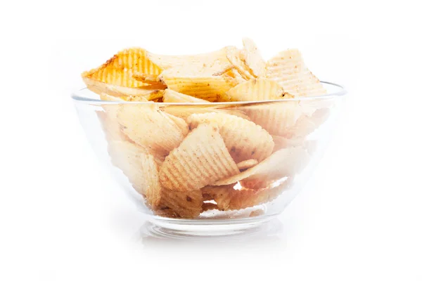 Potato chips in bowl — Stock Photo, Image