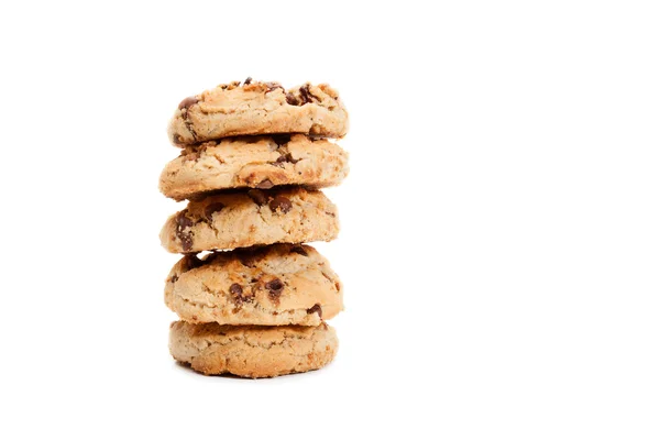 Stack of chocolate chip cookies on white background — Stock Photo, Image