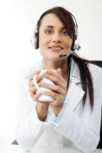 Beautiful customer support on white background — Stock Photo, Image