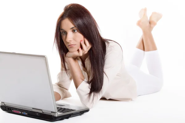 Young woman working with the computer Royalty Free Stock Images