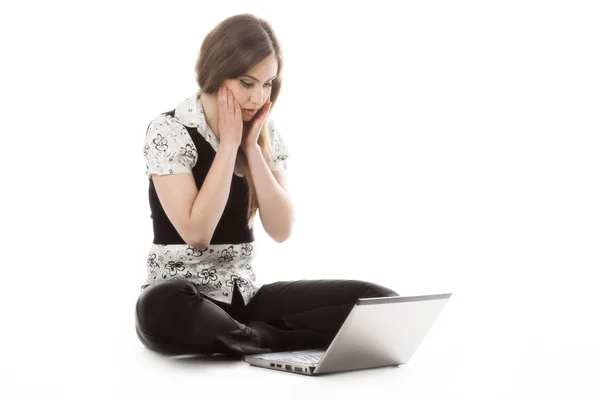 Woman working on a laptop — Stock Photo, Image