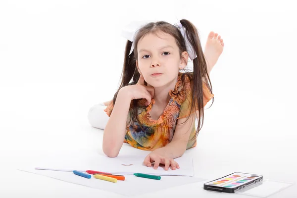 Little girl drawing — Stock Photo, Image