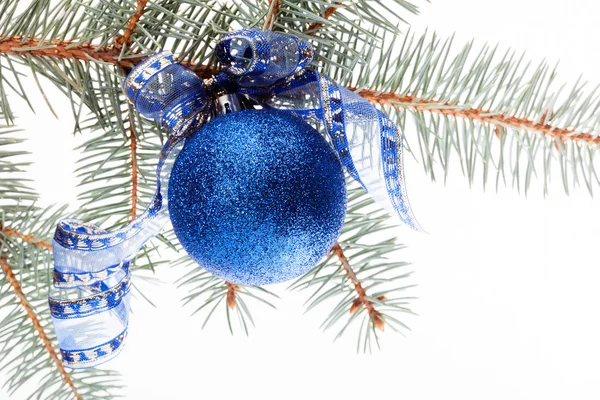 Blue christmas bauble — Stock Photo, Image