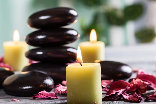 Spa still life with hot stones — Stock Photo, Image