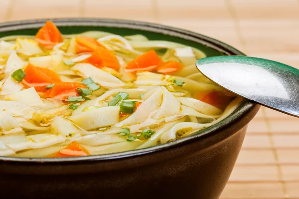 Broth - chicken soup with noodles — Stock Photo, Image