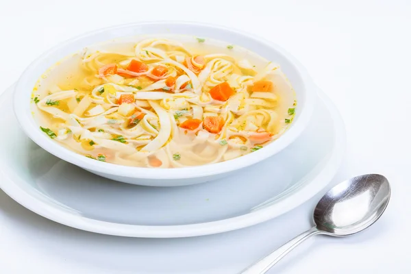 Broth - chicken soup with noodles — Stock Photo, Image