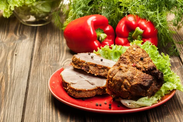 Slices of roasted shoulder Stock Picture