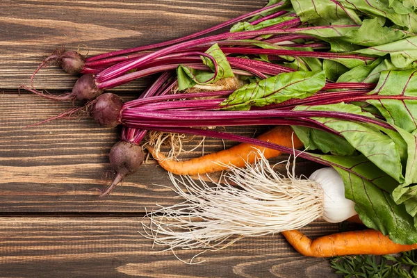 Beetroots, carrots and leek — Stock Photo, Image