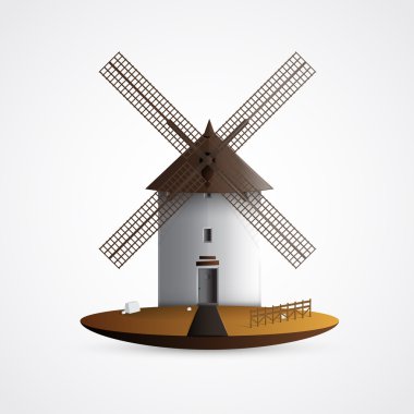 Windmill. Vector. White bacground. clipart