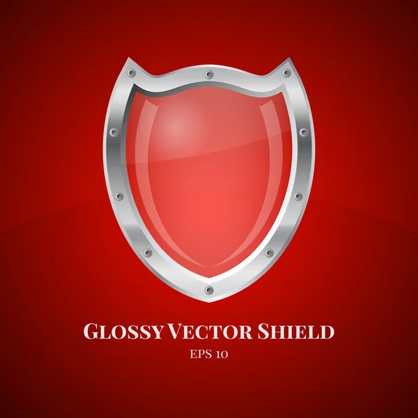 Símbolo Escudo Seguridad Icono Vector Ilustración Sobre Fondo Rojo — Vector de stock