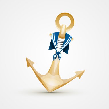 Gold Anchor. White bacground. clipart