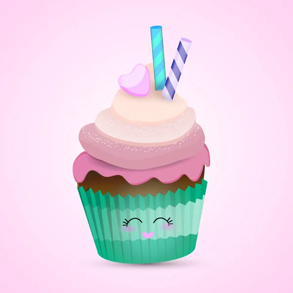 Pink Cupcake White Bacground Stock Illustration