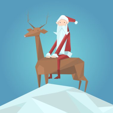 Santa Claus and reindeer. Vector illustration clipart