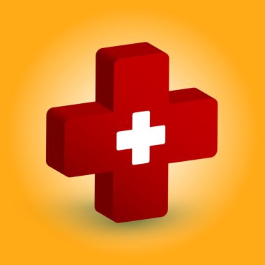 Medical symbol. White cross in red cross. Vector illustration clipart