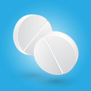 Medicament: two white medical pills. Vector illustration clipart