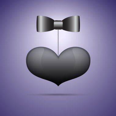Vector illustrtion of black bow tie and heart. clipart