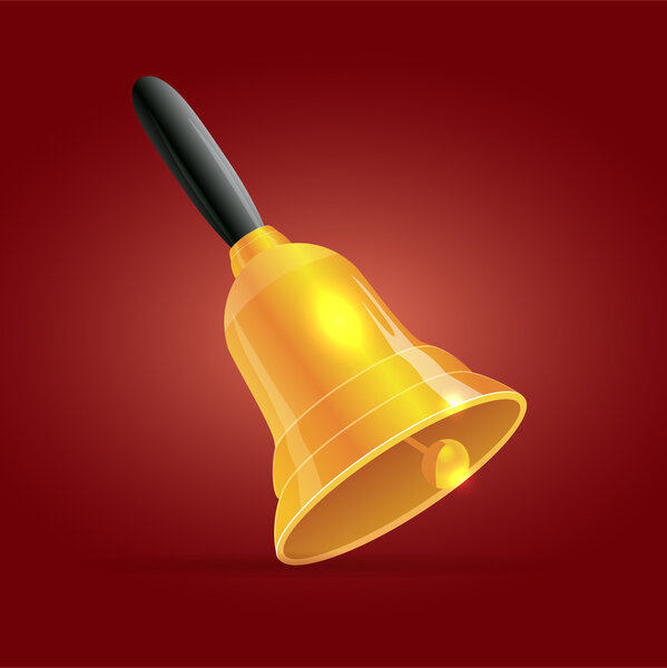 Vector illustration of bell with black handle.