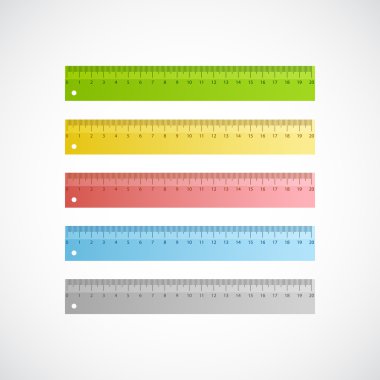 Vector colorful rulers with the scale of centimeters. clipart