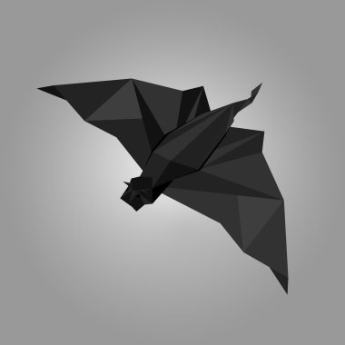 Vector illustration of origami bat. clipart