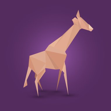 Vector illustration of origami giraffe. clipart