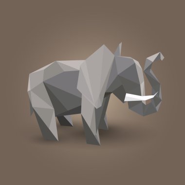 Vector illustration of origami elephant. clipart