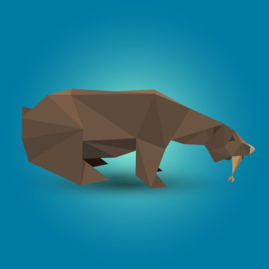 Vector illustration of origami bear. clipart