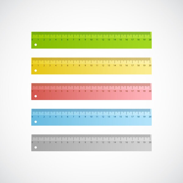 Vector colorful rulers with the scale of centimeters.