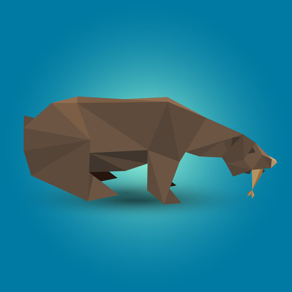 Vector illustration of origami bear.