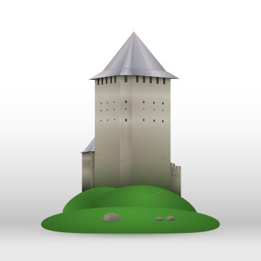 Vector castle on green hill. clipart