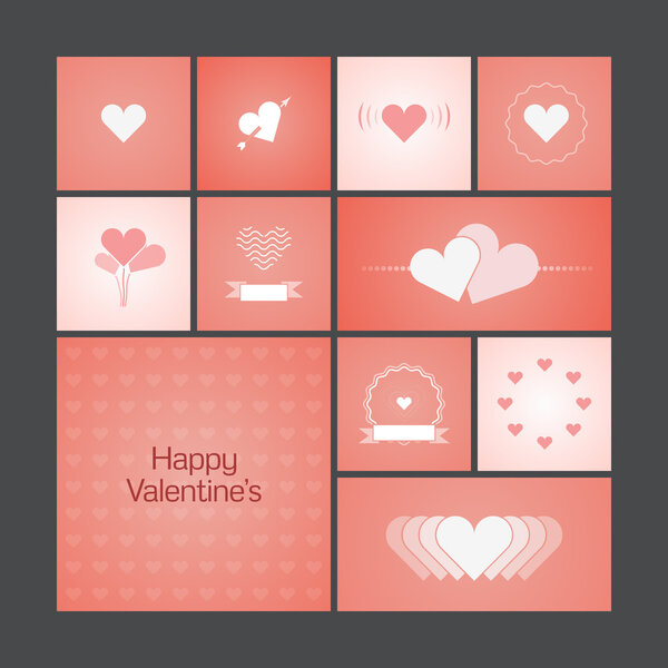 Greeting cards with heart for Valentine's Day