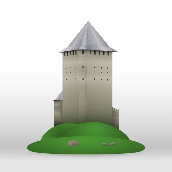 矢量城堡在翠绿的小山 — 图库矢量图片