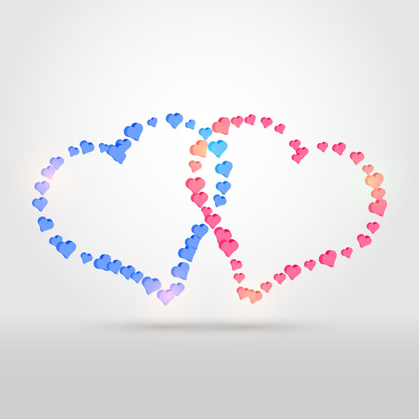 Vector background with two hearts.