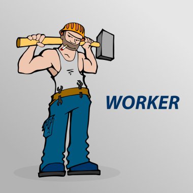 Vector illustration of cartoon worker. clipart