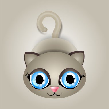Vector illustration of a cat with big blue eyes clipart