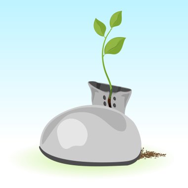 Vector illustration of a green plant inside a boot. clipart