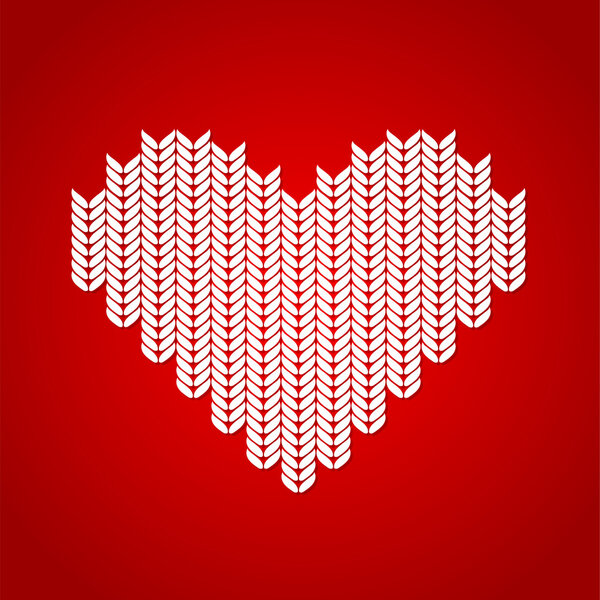 Vector background with knitted heart.